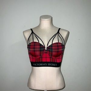 Victoria’s Secret x Balmain Limited Edition Red Plaid Strappy Bra/Corset sz 34B